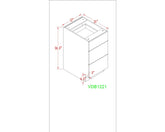 12" Vanity White Oak (Without sink and countertop) 3 Drawers